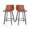 Merrick Lane Oretha Set of 2 Modern Upholstered Stools with Contoured, Low Back Bucket Seats and Iron Frames